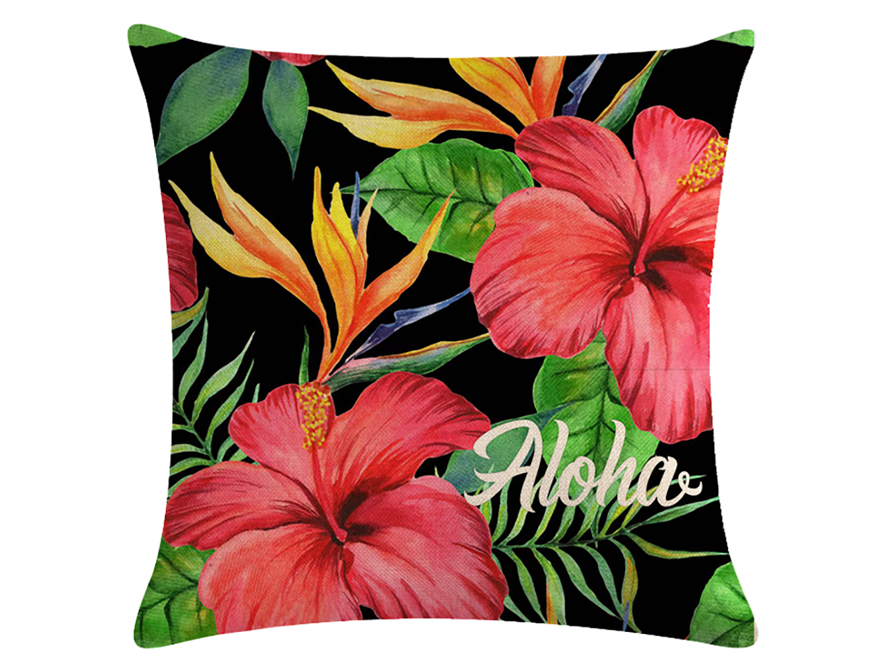 "Aloha" Tropical Floral Print Cushion Pillowcase 18x18", MOQ-4